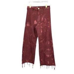 Zara Wide-Leg Tie-Dye Pants in Burgundy